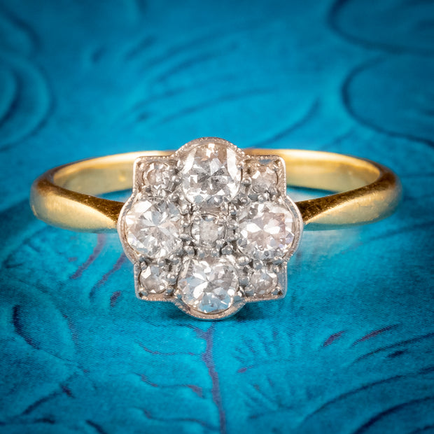 Art Deco Diamond Cluster Ring 18ct Gold Platinum Circa 1920