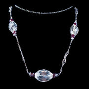 Art Deco Glass Chain Necklace Silver Circa 1920