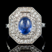 ART DECO SAPPHIRE DIAMOND CLUSTER RING 18CT GOLD 1.50CT SAPPHIRE 1.69CT DIAMOND CIRCA 1930 FRONT