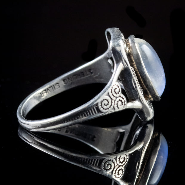 Art Deco 2.5Ct Moonstone Ring Sterling Silver Circa 1930