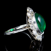 Art Deco 6Ct Natural Emerald Diamond Ring 18Ct Gold Circa 1920 Full Cert