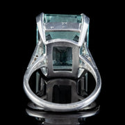 Art Deco Aquamarine Diamond Cocktail Ring 18ct White Gold back