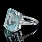 Art Deco Aquamarine Diamond Cocktail Ring 18ct White Gold side