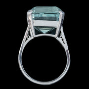 Art Deco Aquamarine Diamond Cocktail Ring 18ct White Gold top