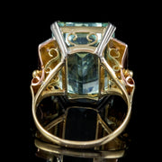 Art Deco Aquamarine Diamond Ring 18ct Gold 16ct Emerald Cut Aqua Circa 1930
