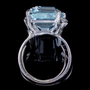 Art Deco Aquamarine Diamond Ring 25Ct Aqua Platinum Circa 1920
