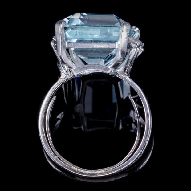 Art Deco Aquamarine Diamond Ring 25Ct Aqua Platinum Circa 1920