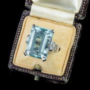 Art Deco Aquamarine Diamond Ring Platinum 25Ct Aqua Circa 1920