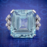 Art Deco Aquamarine Diamond Cocktail Ring 25ct Aqua cover
