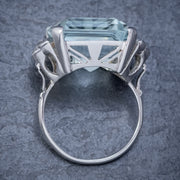 Art Deco Aquamarine Diamond Cocktail Ring 25ct Aqua top
