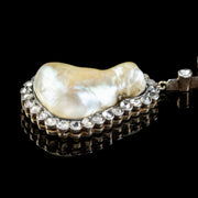 Art Deco Baroque Pearl Diamond Lavaliere Necklace side