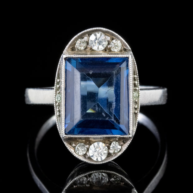 Art Deco Blue Paste Ring Silver Circa 1920