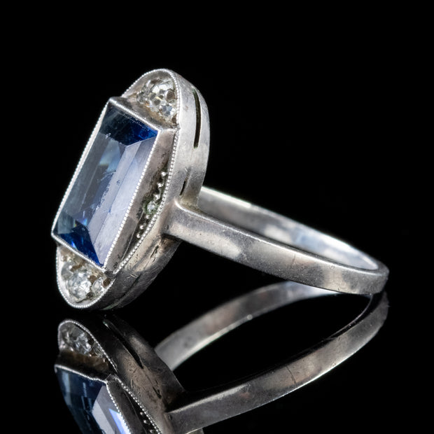 Art Deco Blue Paste Ring Silver Circa 1920