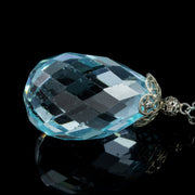 Art Deco Blue Paste Stone Dropper Necklace Silver Circa 1920