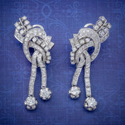 Antique Art Deco Diamond Clip Earrings Platinum 5Ct Of Diamond Circa 1920