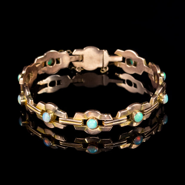 Art Deco Natural Opal Bracelet 9Ct Rose Gold Circa 1920