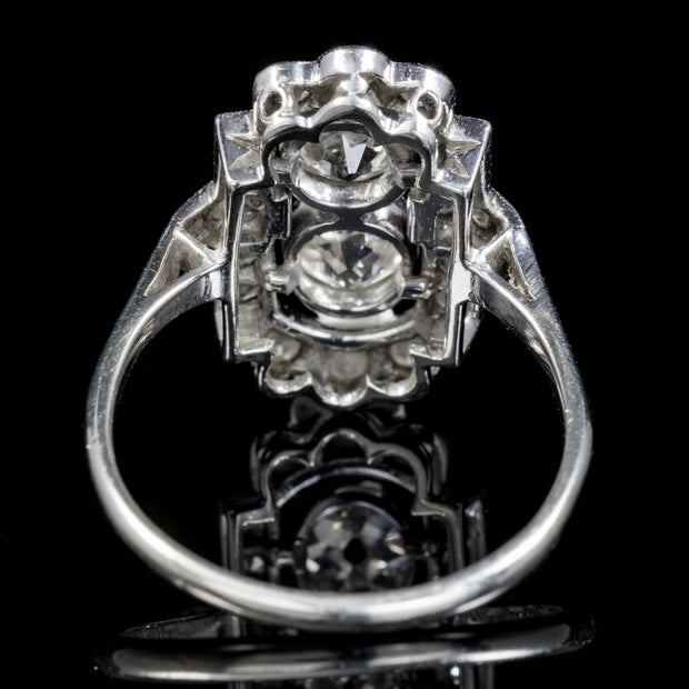 Art Deco Old Cut Diamond Cluster Ring 18Ct White Gold Circa 1930