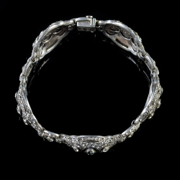 Art Deco Paste Large Link Bracelet Silver Circa 1920