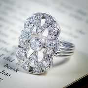 Art Deco Platinum Diamond Cluster Ring 2ct of Diamond