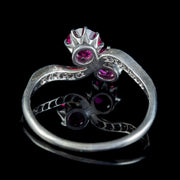 Art Deco Ruby Diamond Twist Ring 18ct Gold 1.20ct Natural Rubies Circa 1920 Cert