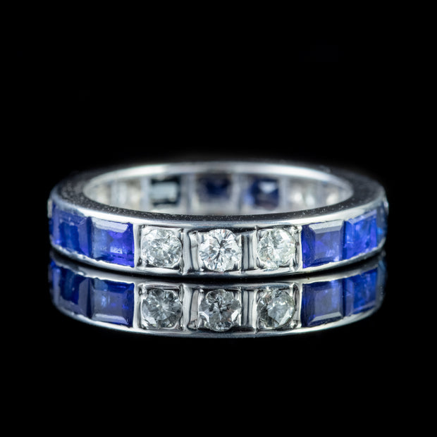Art Deco Sapphire Diamond Full Eternity Ring Platinum Circa 1920