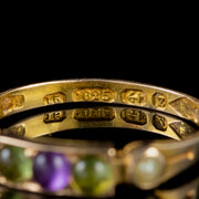 Art Deco Suffragette Peridot Amethyst Pearl Ring 15Ct Gold Dated 1924