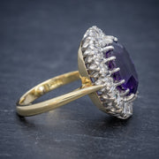 Art Deco Amethyst Diamond Ring 18Ct Gold Circa 1930