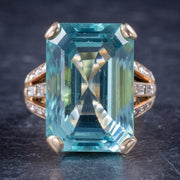 Art Deco Aquamarine Ring 18Ct Gold 28Ct Aqua