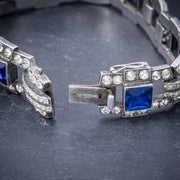 Art Deco Blue Paste Bracelet Silver Circa 1920