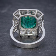 Art Deco Emerald Diamond Ring 5.20Ct Emerald 3.60Ct Diamond 18Ct Gold Circa 1920