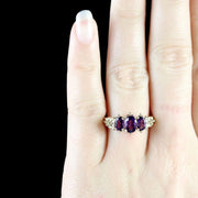 Amethyst 9Ct Gold Trilogy Ring