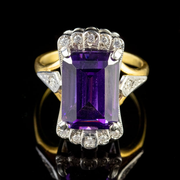 Amethyst And Paste Stone Ring 9Ct Gold On Silver