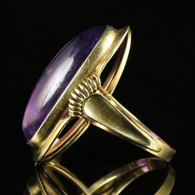 Amethyst Large Ring 17Ct Natural Amethyst 14Ct Gold
