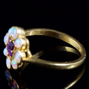 Amethyst Opal Ring 18Ct Gold Silver Ring
