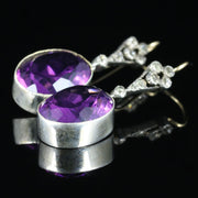 Edwardian Style Purple Paste Earrings Silver 18ct Gold Wires