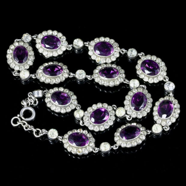 Amethyst Paste Edwardian Collar Necklace Silver Perfect For A Wedding 1915
