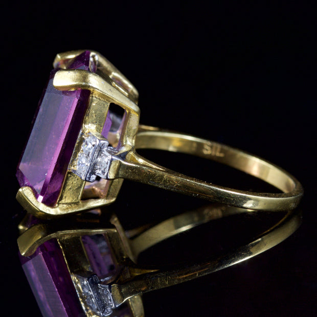 Amethyst Paste Stone Ring 18Ct Gold Silver