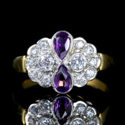 Victorian Style Amethyst Paste Stone Ring 18Ct On Silver Ring