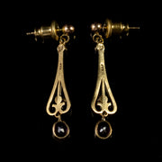 Amethyst Pearl Drop Earrings 9Ct Gold