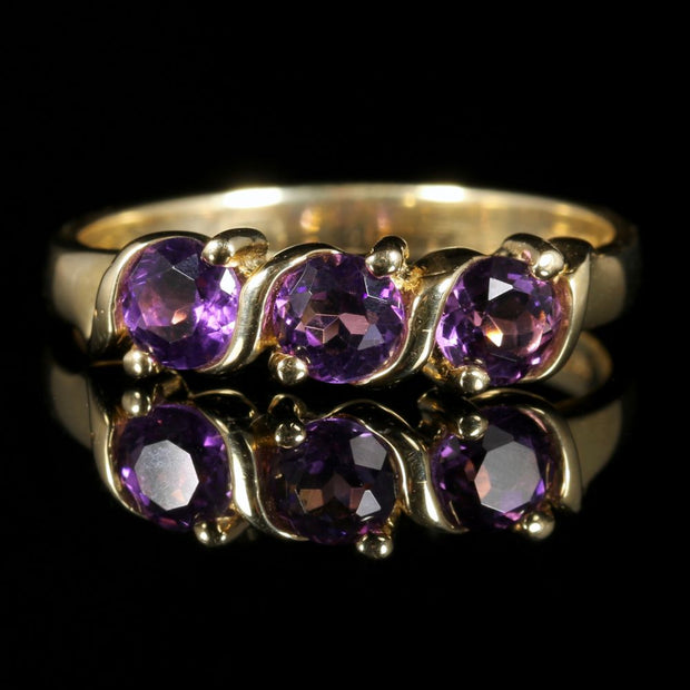 AMETHYST TRILOGY RING 9CT GOLD