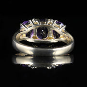 AMETHYST AND DIAMOND TRILOGY RING 9CT GOLD