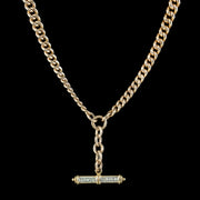 Antique Art Deco 9ct Gold Albert Chain With Diamond T-Bar Dated 1920 