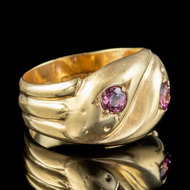 Antique Art Deco Almandine Garnet Toi Et Moi Snake Ring Dated 1919