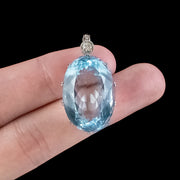 Antique Art Deco Aquamarine Diamond Pendant 25ct Aqua