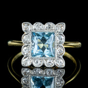 Antique Art Deco Aquamarine Diamond Ring 1.3ct Aqua