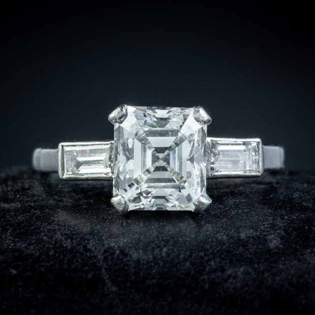Tiffany & Co. Art Deco 1.88 CTW Asscher Cut Diamond Platinum Foliate Antique  Engagement Ring GIA | Wilson's Estate Jewelry