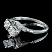 Antique Art Deco Diamond Toi Et Moi Twist Ring 0.66ct Total