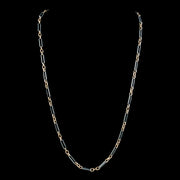 Antique Art Deco French Niello Chain 18ct Gold Sterling Silver
