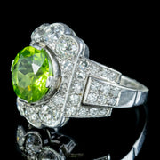 Antique Art Deco French Peridot Diamond Ring 5ct Peridot