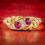 Antique Art Deco Ruby Diamond Ring Dated 1919
